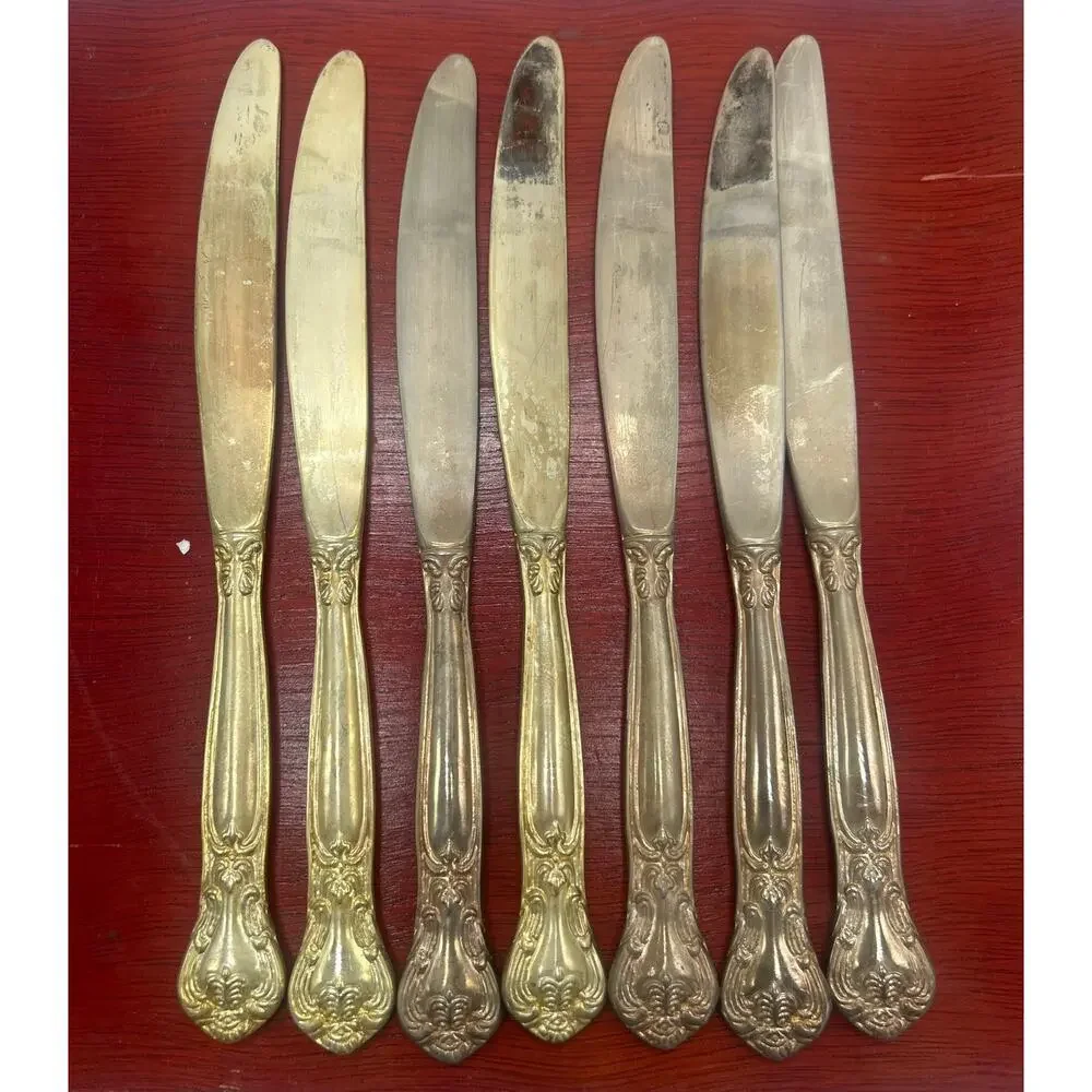 Godinger Grand Master Gold Plated Flatware Service 8 Box Missing Knife Fork VTG